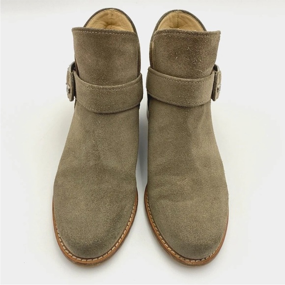 STUART Weitzman Dude Suede Bootie Boots in Neutral Size 4.5M Block Heels - Picture 4 of 13